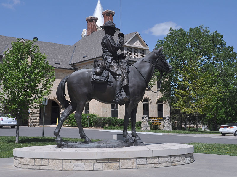 The Duty Statue outside of the US Cavalry Museum honors all cavalry troopers who trained and studied here at Fort Riley.